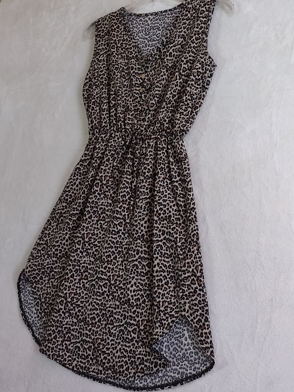 Sleeveless Leopard-Print Midi Dress in Beige and Black